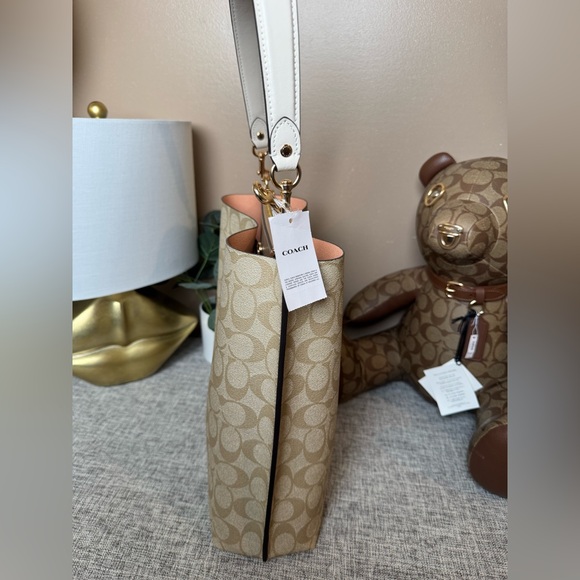 $259 COACH MOLLIE BUCKET BAG KHAKI  In Signature Canvas - Picture 6 of 8